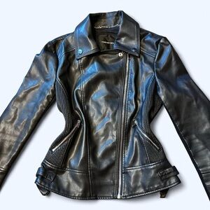 Goth Black Leather Moto Jacket by Forever New!